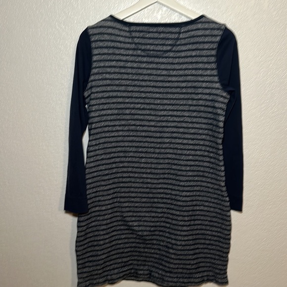 Talbots Navy Nautical Striped French Terry Casual Wear Dress Size Medium Petite - Picture 4 of 5